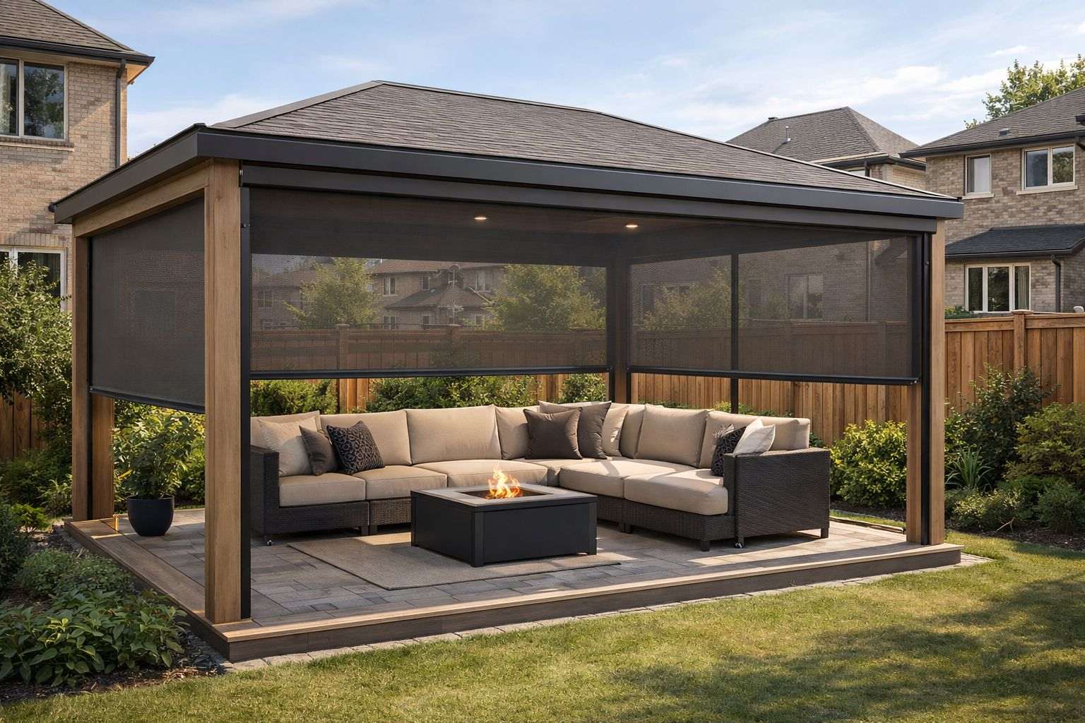 Neighbour-Facing Sides Only privacy screen configuration