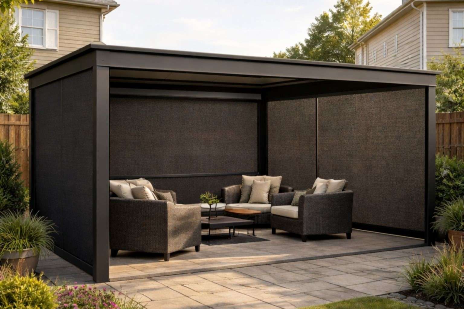 Three-Side Enclosure privacy screen configuration